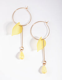 Gold Leaf Hoop Earrings - link has visual effect only