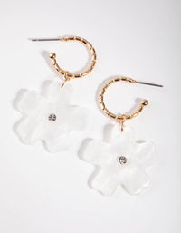 Gold Acrylic Flower Hoop Earrings - link has visual effect only