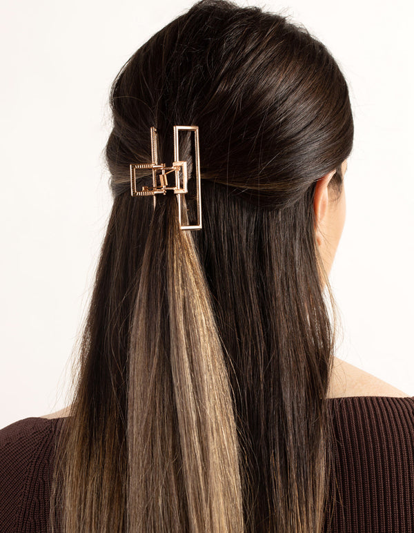 Gold Metal Square Outline Claw