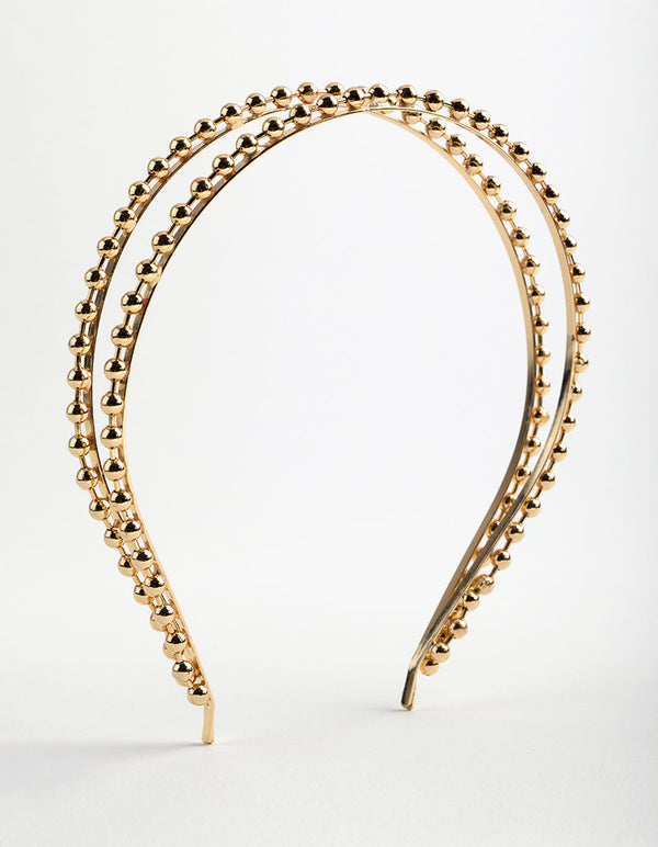 Gold Double Row Mini Ball Alice Band