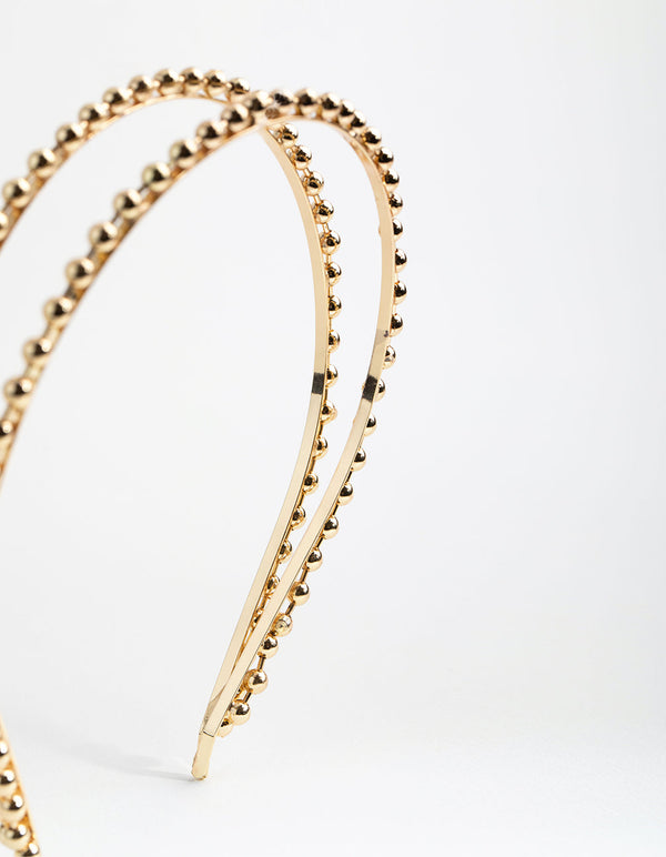 Gold Double Row Mini Ball Alice Band