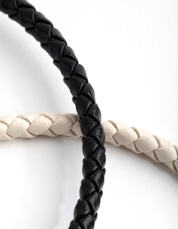 Fabric PU Plait 2-Pack Alice Band