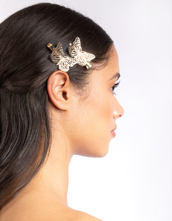 Gold Stamp Butterfly 2-Pack Clip