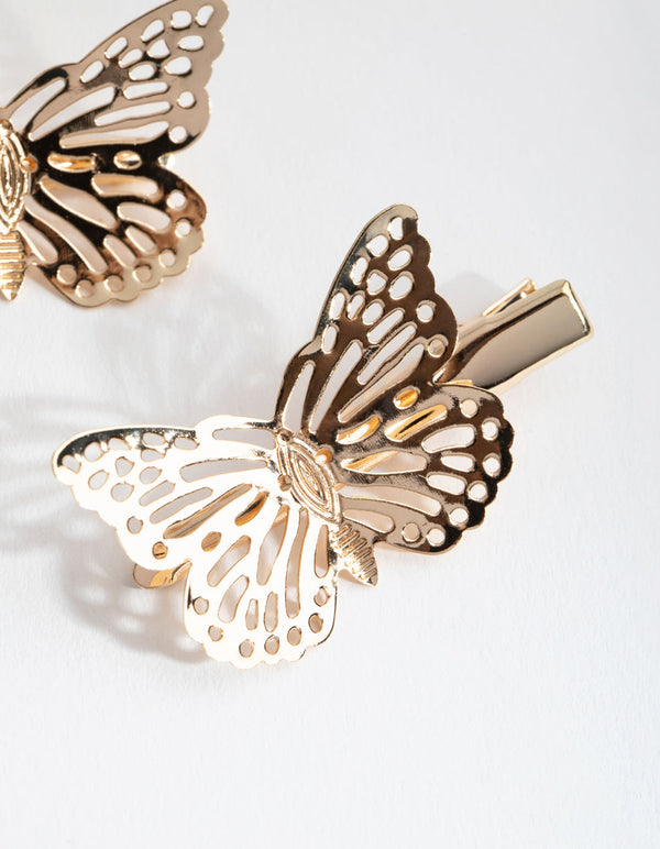 Gold Stamp Butterfly 2-Pack Clip