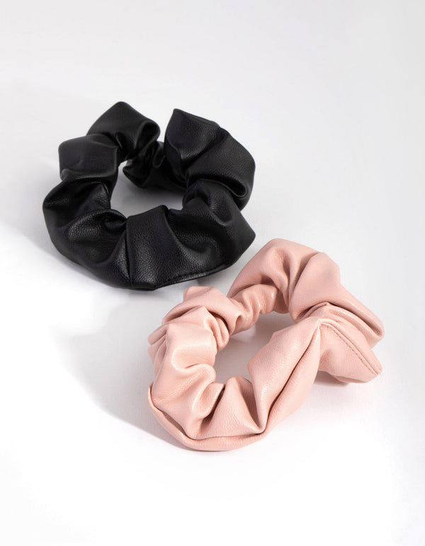 Fabric PU Colour Mix 2-Pack Scrunchie