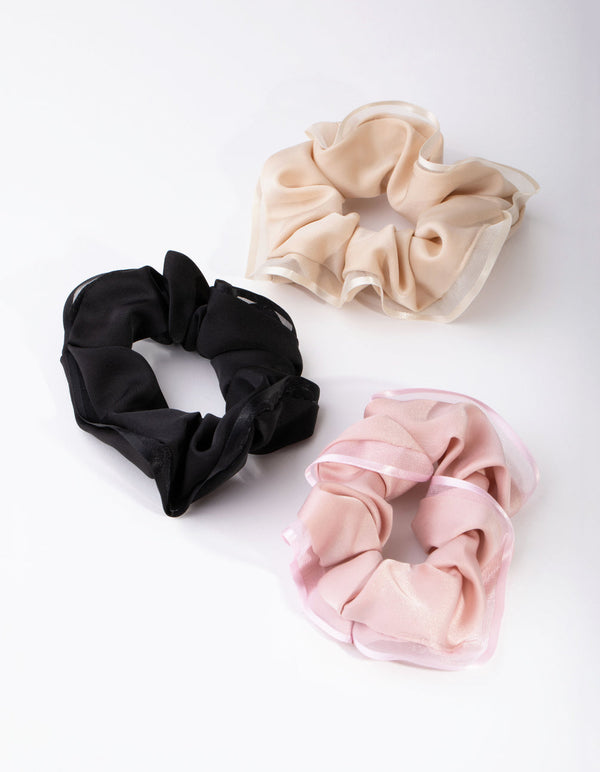 Fabric Edge Detail 3-Pack Scrunchies