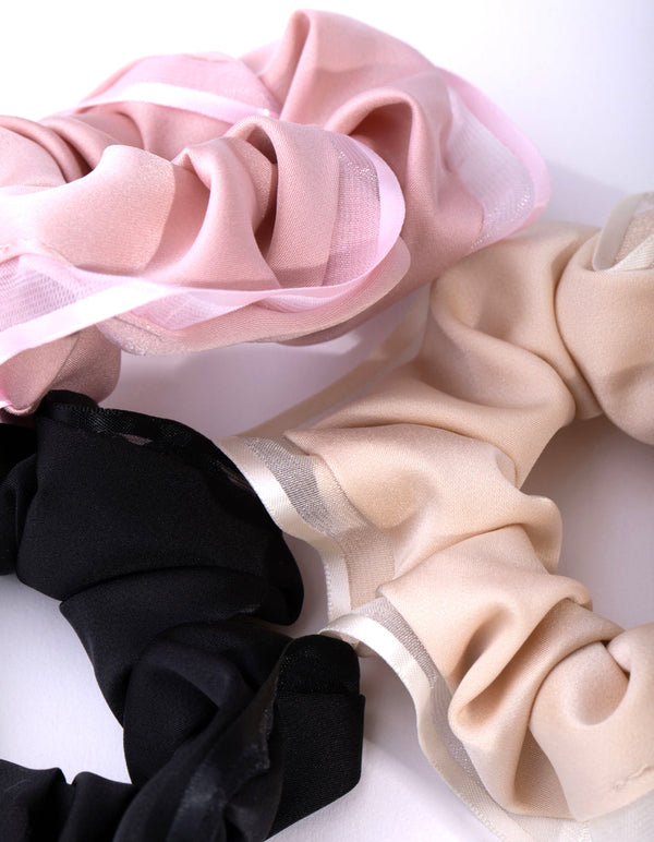 Fabric Edge Detail 3-Pack Scrunchies