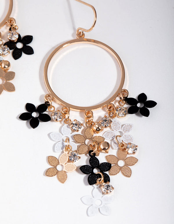 Gold Cascade Flower Drop Earrings