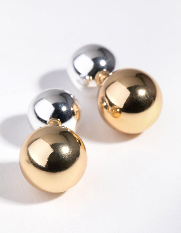 Real Gold and Silver Plated Jacket Ball Earrings