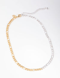 Real Gold and Silver Plated 45cm Figaro Necklace - link has visual effect only