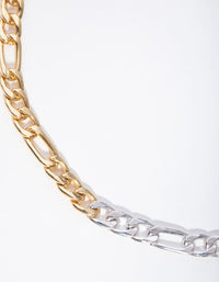 Real Gold and Silver Plated 45cm Figaro Necklace - link has visual effect only