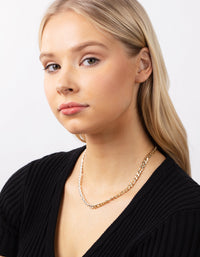 Real Gold and Silver Plated 45cm Figaro Necklace - link has visual effect only