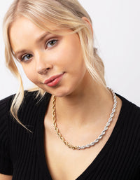 Real Gold and Silver Plated 45cm Rope Necklace - link has visual effect only