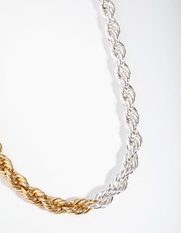 Real Gold and Silver Plated 45cm Rope Necklace