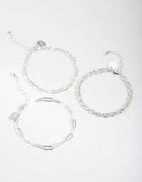Silver Statement Mixed Chain 3-Pack Bracelet - link has visual effect only
