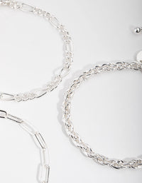 Silver Statement Mixed Chain 3-Pack Bracelet - link has visual effect only