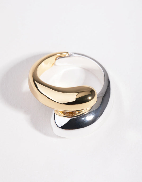 Gold and Silver Snake Band Ring