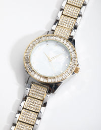 Mixed Metal Bling Link Watch - link has visual effect only