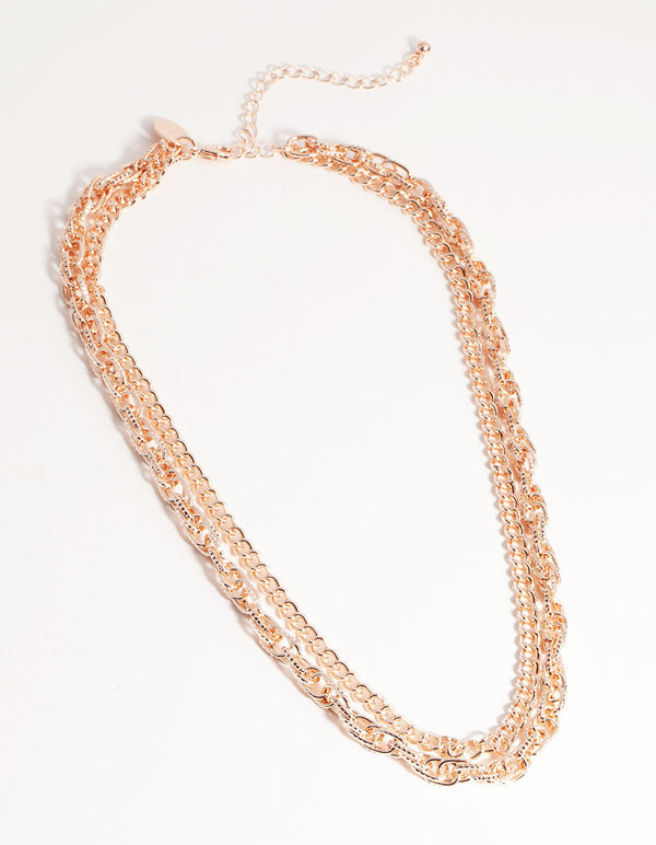 Rose Gold Short Layered Cupchain Necklace