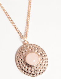 Rose Gold Short Eye Disc 3-Row Necklace - link has visual effect only