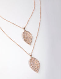 Rose Gold Long Diamante Leaf 2-Row Necklace - link has visual effect only