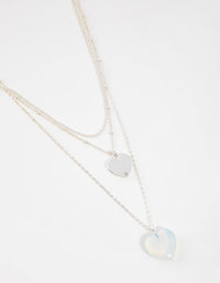 Silver Short Heart 3-Row Necklace - link has visual effect only