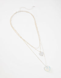Silver Short Heart 3-Row Necklace - link has visual effect only