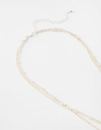 Silver Short Heart 3-Row Necklace - link has visual effect only