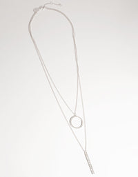 Silver Layered Circle and Bar Diamante Necklace - link has visual effect only