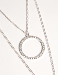 Silver Layered Circle and Bar Diamante Necklace - link has visual effect only
