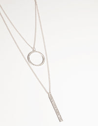 Silver Layered Circle and Bar Diamante Necklace - link has visual effect only