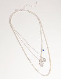 Silver Short Hand Coin 3-Row Necklace - link has visual effect only