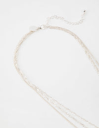 Silver Short Eye Coin 3-Row Necklace - link has visual effect only