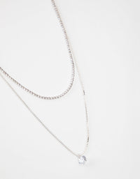 Silver Short 2-Row Cupchain Diamante Necklace - link has visual effect only