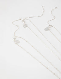Antieke zilveren mix medaillon 3-rijige ketting - link has visual effect only