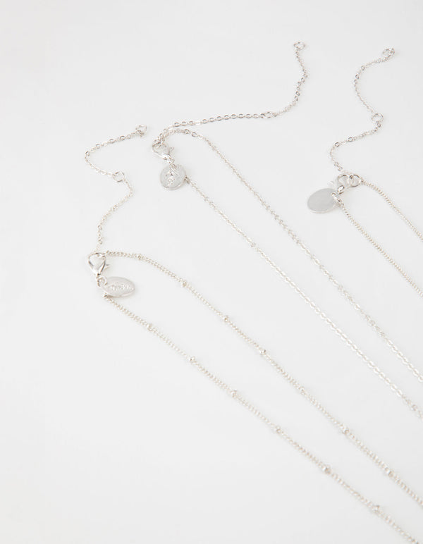 Antieke zilveren mix medaillon 3-rijige ketting
