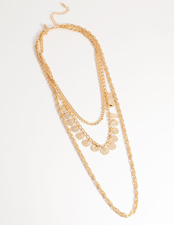 Long Coin 3-Row Necklace