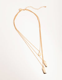 Gold Short Tab and Disc 3-Row Necklace - link has visual effect only