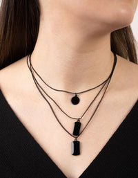 Matte Short Tab and Disc 3-Row Necklace - link has visual effect only