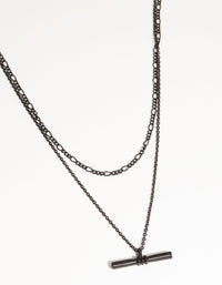 Matte Black Short Fine 2-Row Necklace - link has visual effect only