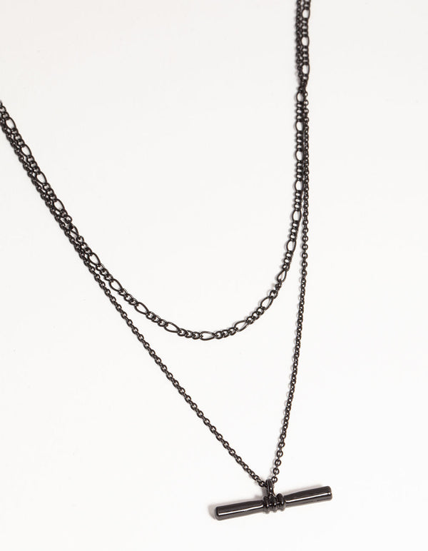 Matte Black Short Fine 2-Row Necklace