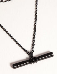 Matte Black Short Fine 2-Row Necklace - link has visual effect only