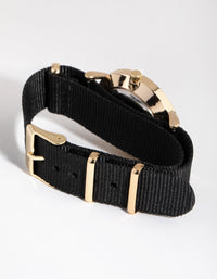 Gold Simple Fabric Strap Watch - link has visual effect only