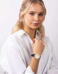Gold Roman Numeral Bling PU Strap Watch - link has visual effect only