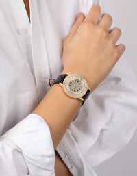 Gold Roman Numeral Bling PU Strap Watch - link has visual effect only