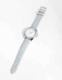 Rhodium Diamante Bezel Mother of Pearl PU Strap Watch - link has visual effect only