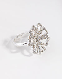 Silver Diamante Flower Ring - link has visual effect only