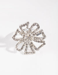 Silver Diamante Flower Ring - link has visual effect only