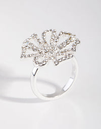 Silver Diamante Flower Ring - link has visual effect only