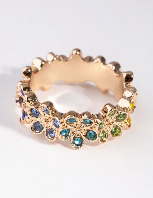 Gold Surrounded Flower Ring